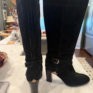 Tory Burch Black Suede Heeled Boots
